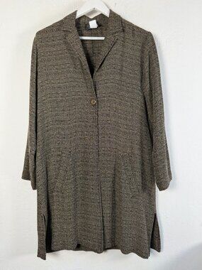Carol Anderson Collection Womens Brown Textured Duster Cardigan Jacket Medium